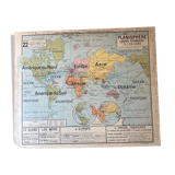 Carte scolaire ancienne N°22/22bis Planisphère / Union française Vidal-Lablache - Armand Colin