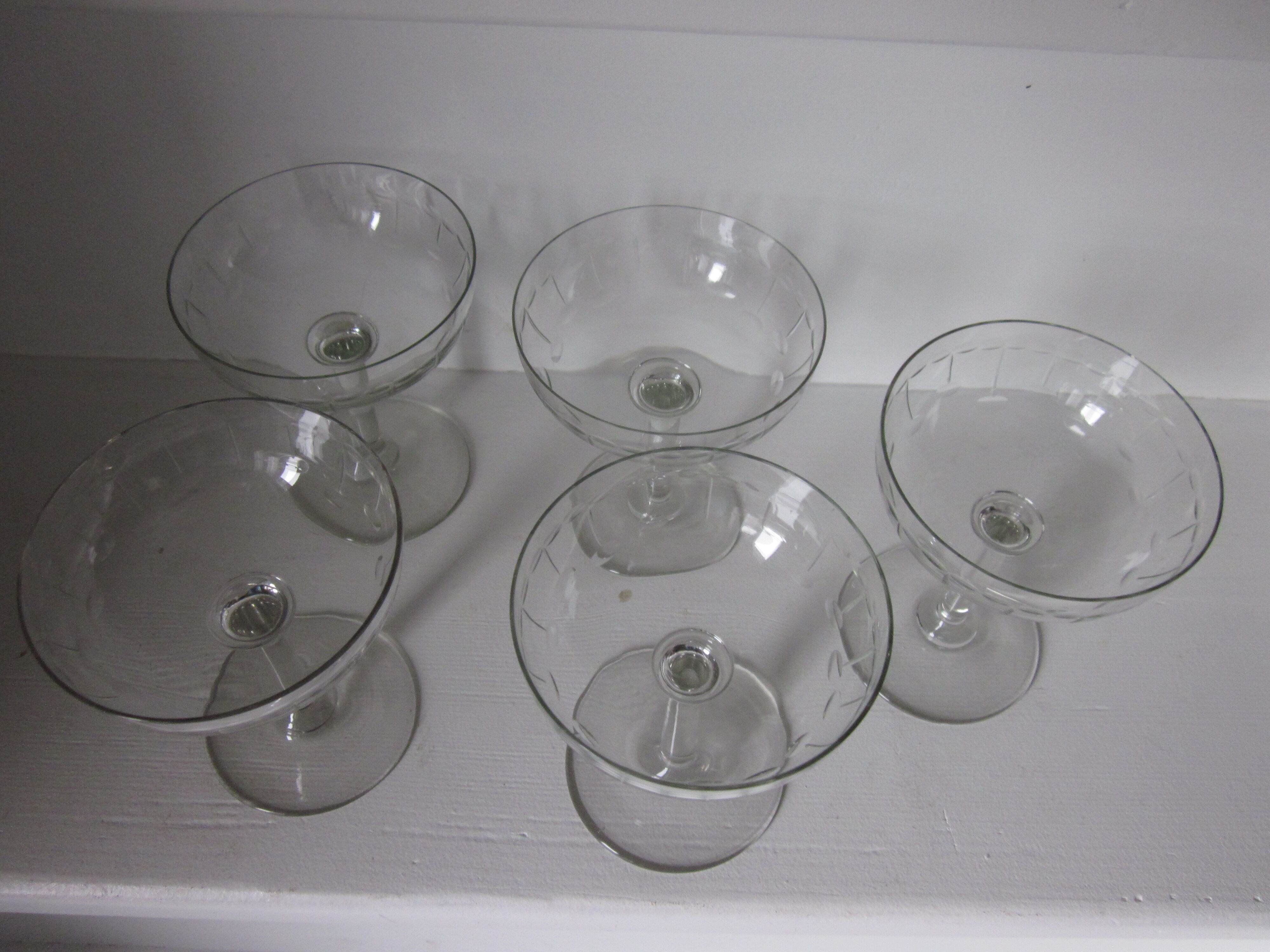 5 antique champagne cups
