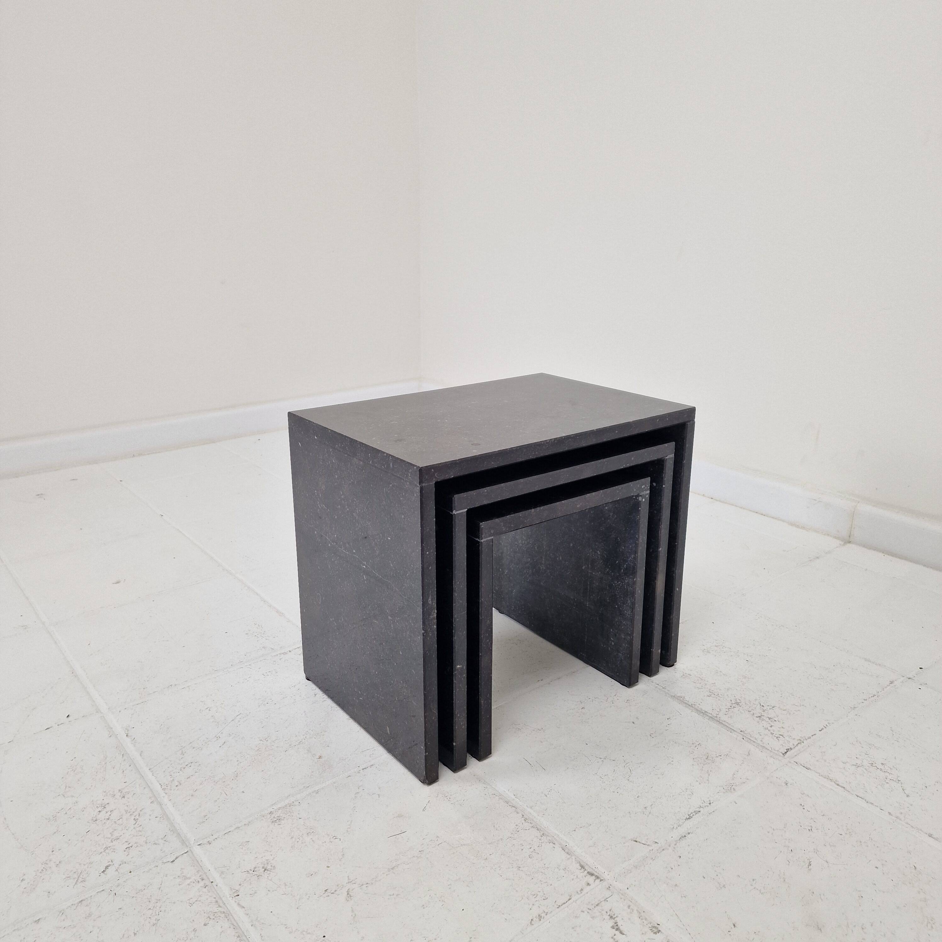 Set of 3 Italian Marble Nesting Tables, 1980s