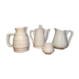 Trio of pitchers and jam jar