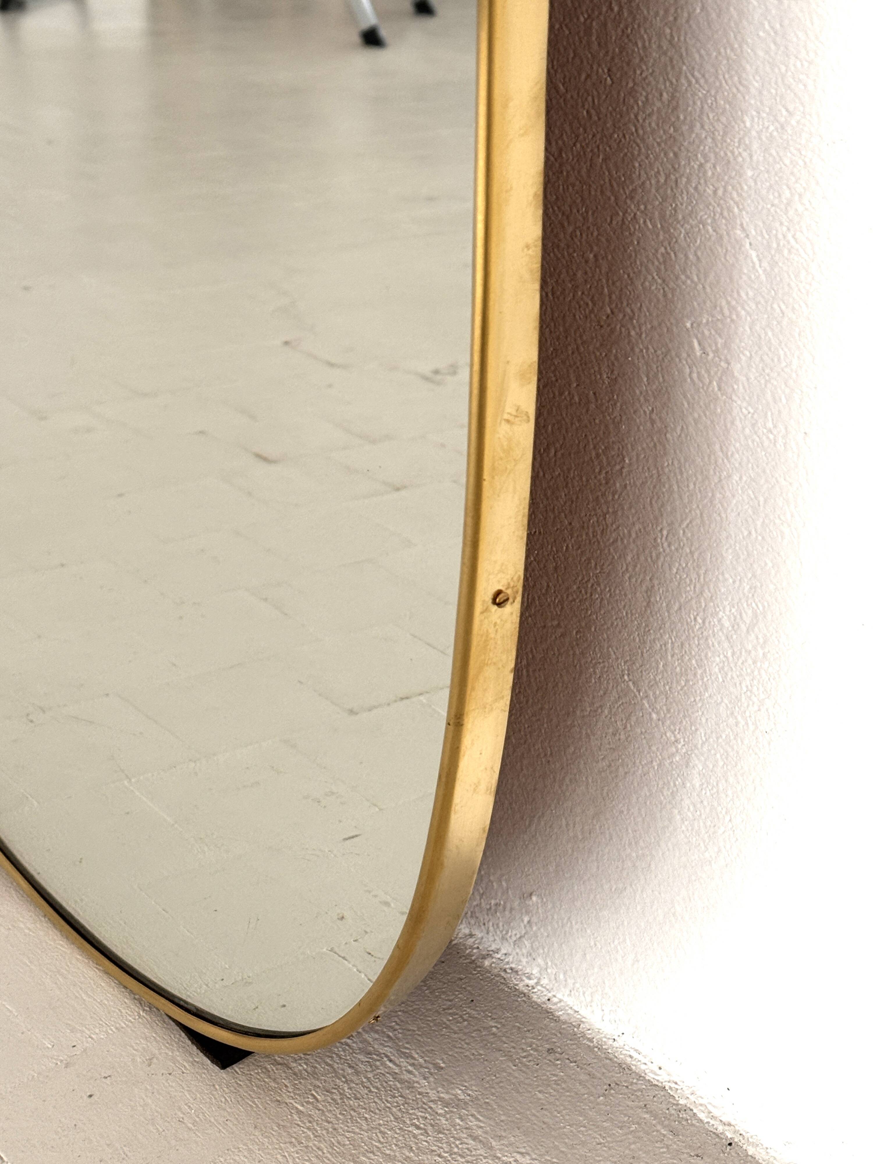 Miroir italien en laiton, 1950