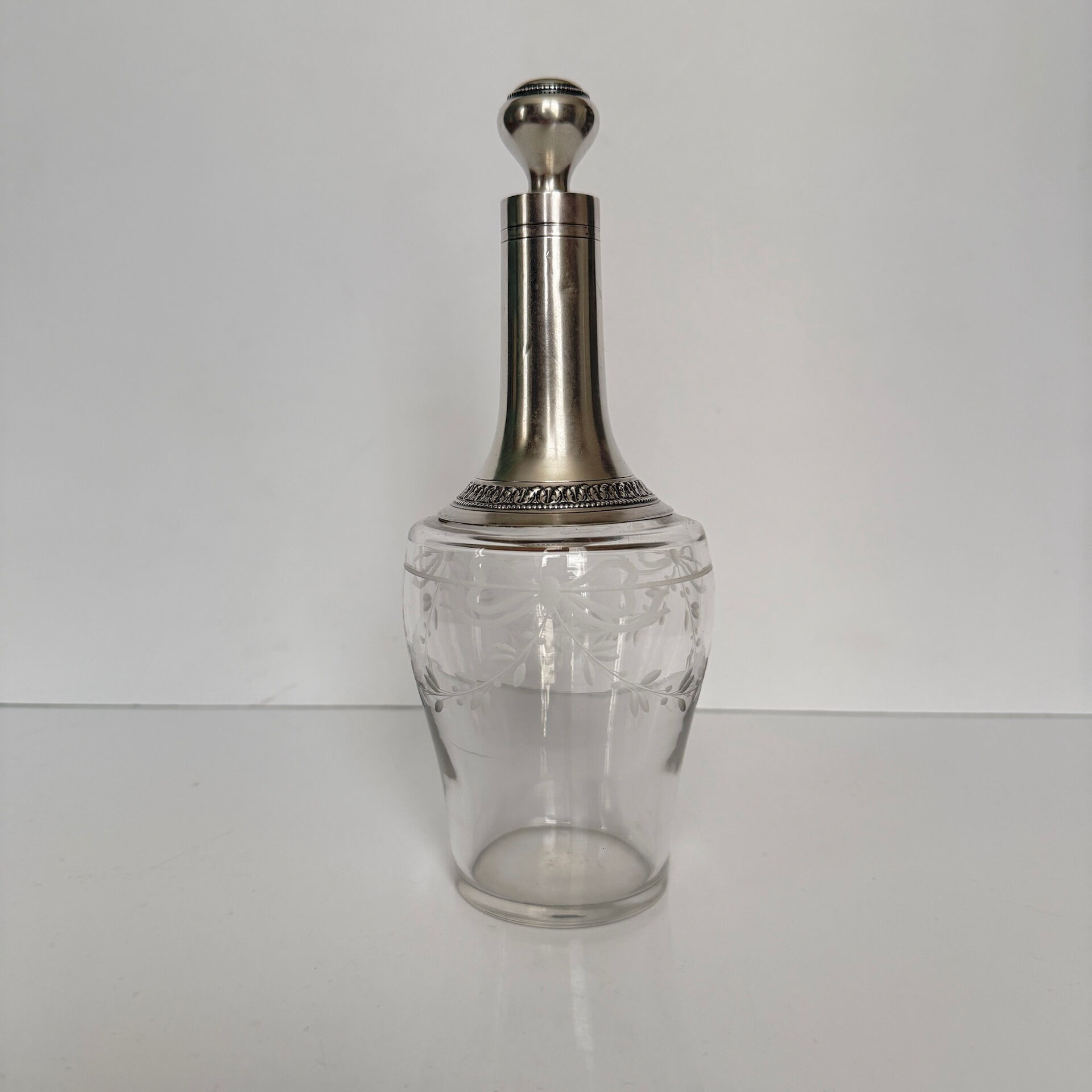 Antique Crystal and Solid Silver Carafe – Ribbon & Garland Decoration