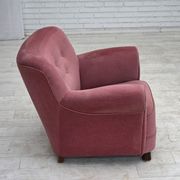 1960s, Danish relax armchair, furniture velour, oak wood.