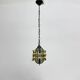 Brutalist glass and iron hanging lamp, 1970s