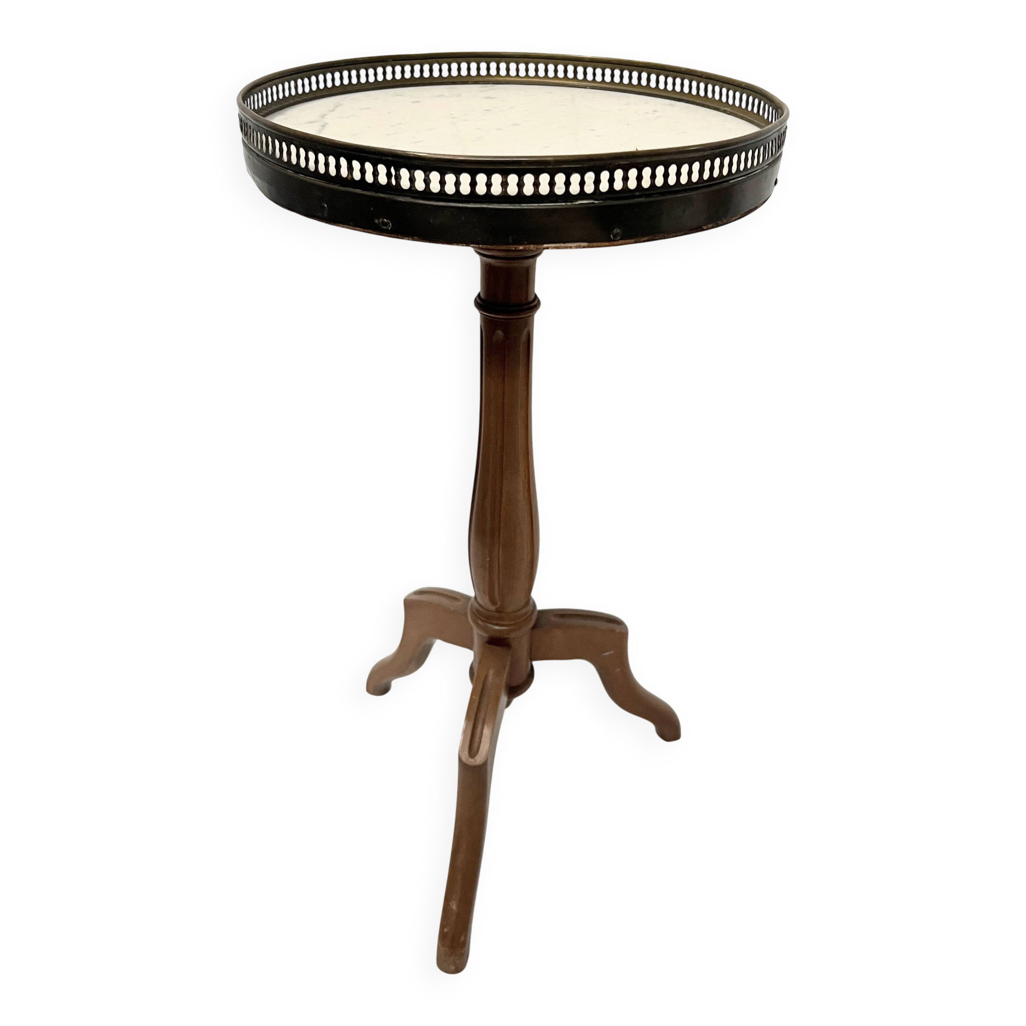 Louis XVI style side table in beech and marble, 20th century.