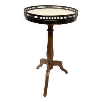 Guéridon bout de canapé de style Louis XVI en hetre et marbre XX siècle
