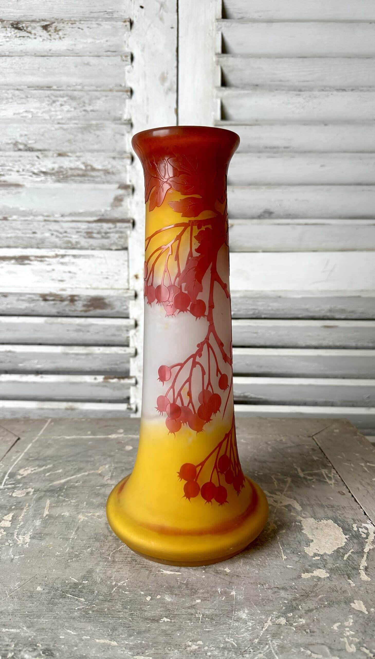 Gallé Art Nouveau vase with currants