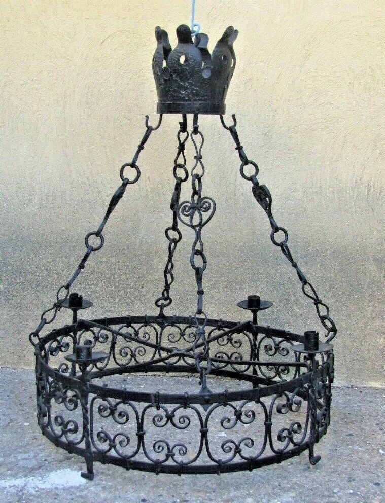 Chateau chandelier in wrought iron