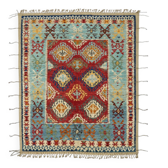 Hand-Knotted Tribal Unique 244 cm x 295 cm Multicolor Wool Carpet