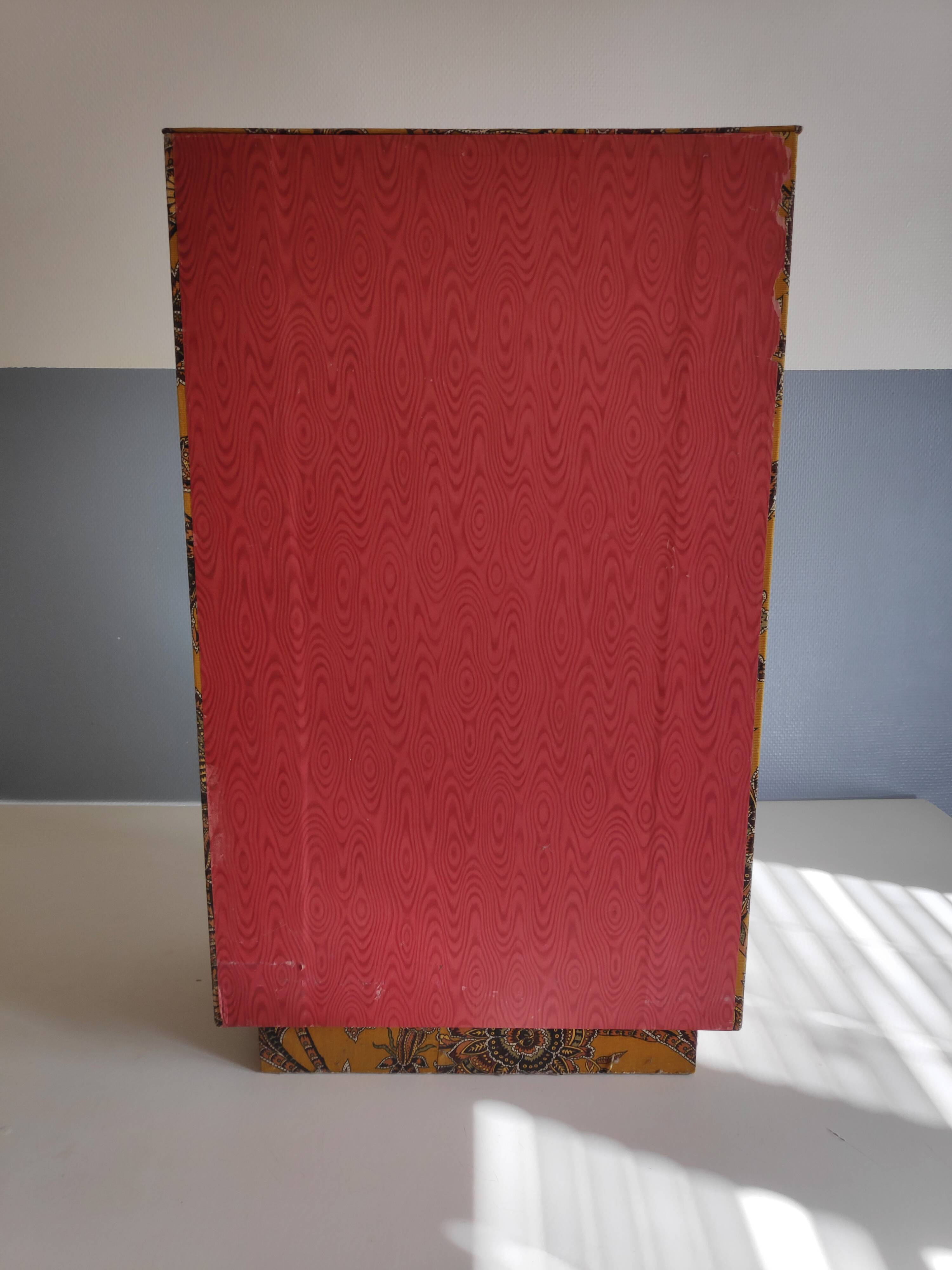 Meuble tissu vintage 5 tiroirs entièrement doublés tissu et papier