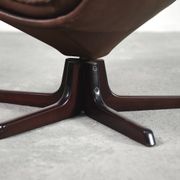 Danish patinated leather adjustable easy chair and ottoman by Berg Furniture, 1970s