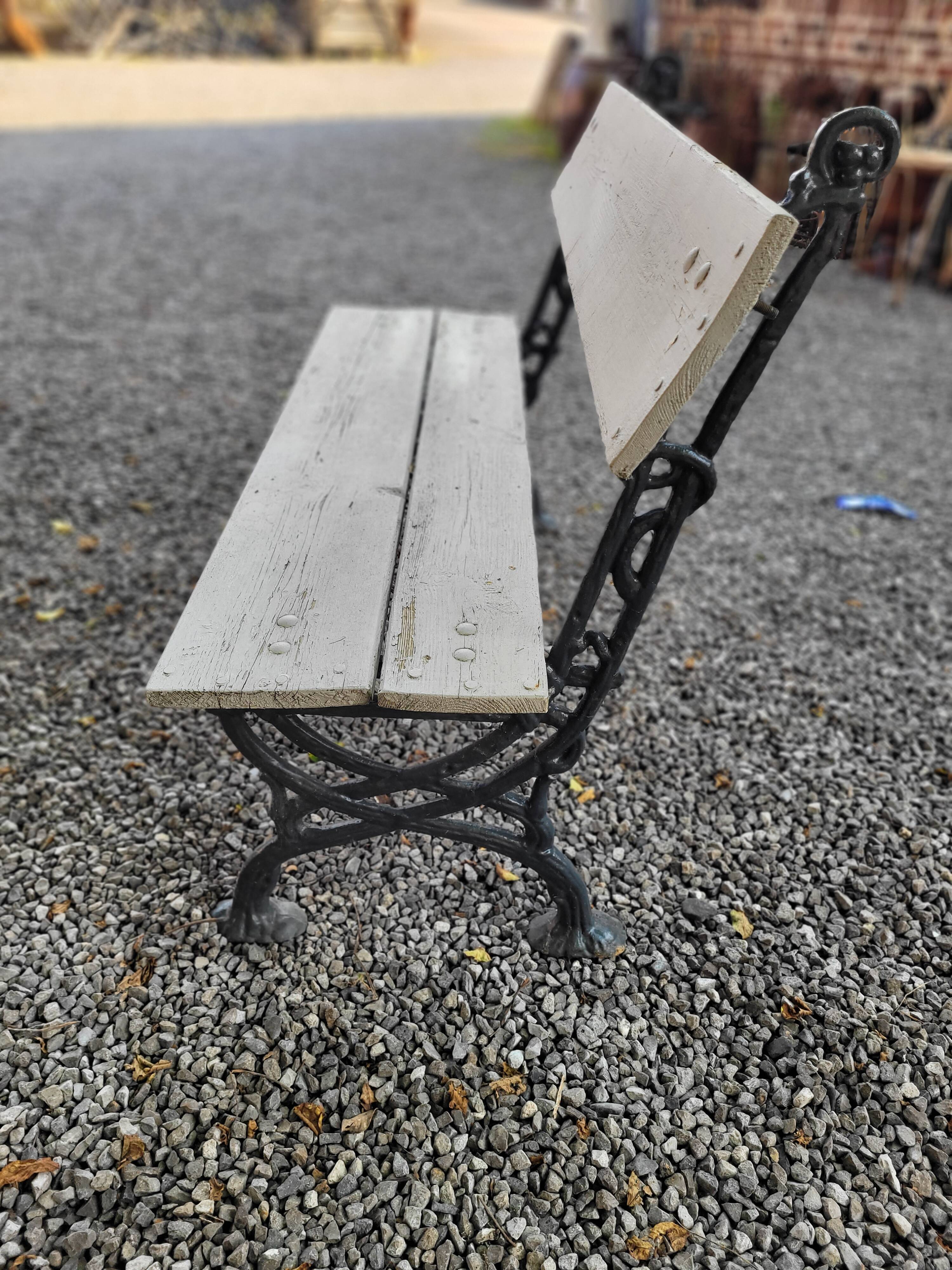 Old cast iron garden bench 114cms long