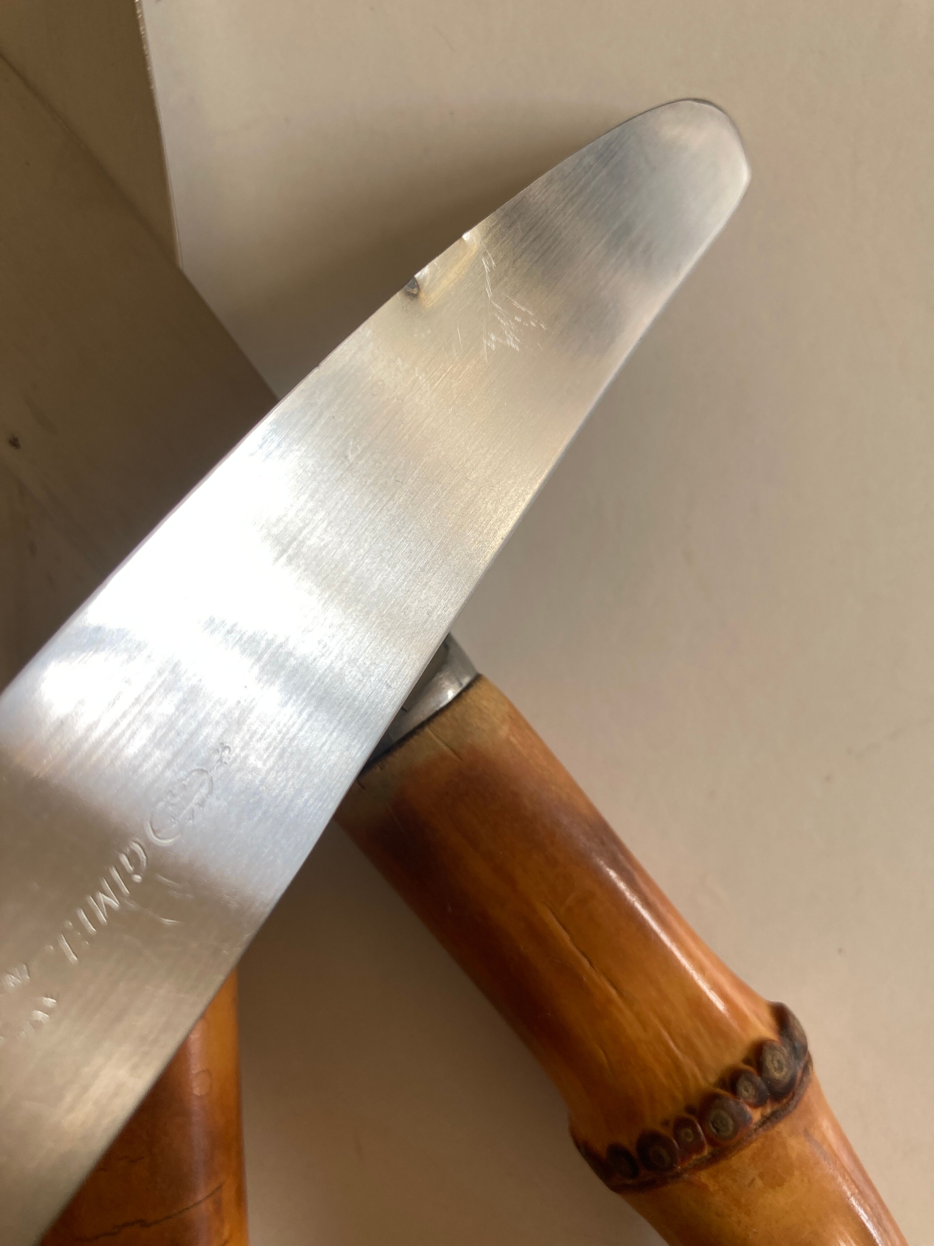 Set of 8 knives bamboo sleeves 1960