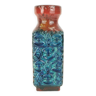 1960s bay keramik VASE relief decor blue turquoise red orange model 986-30 WGP