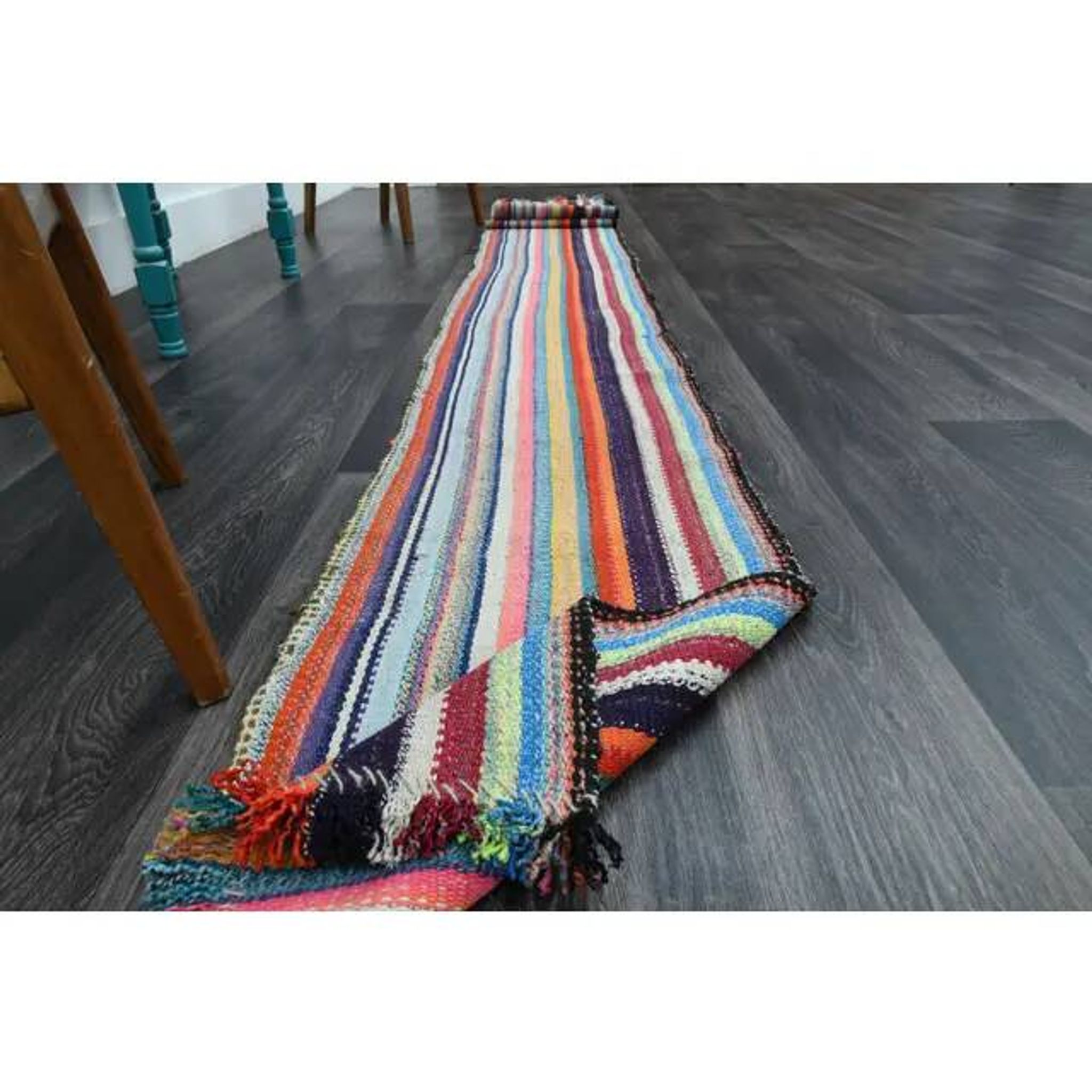 Vintage Turkish Oushak Handmade Wool & Cotton Runner Rug 46x523