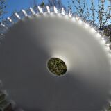 2 old white opaline serrated lampshades