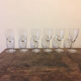 Set of 6 wine glasses etched on foot