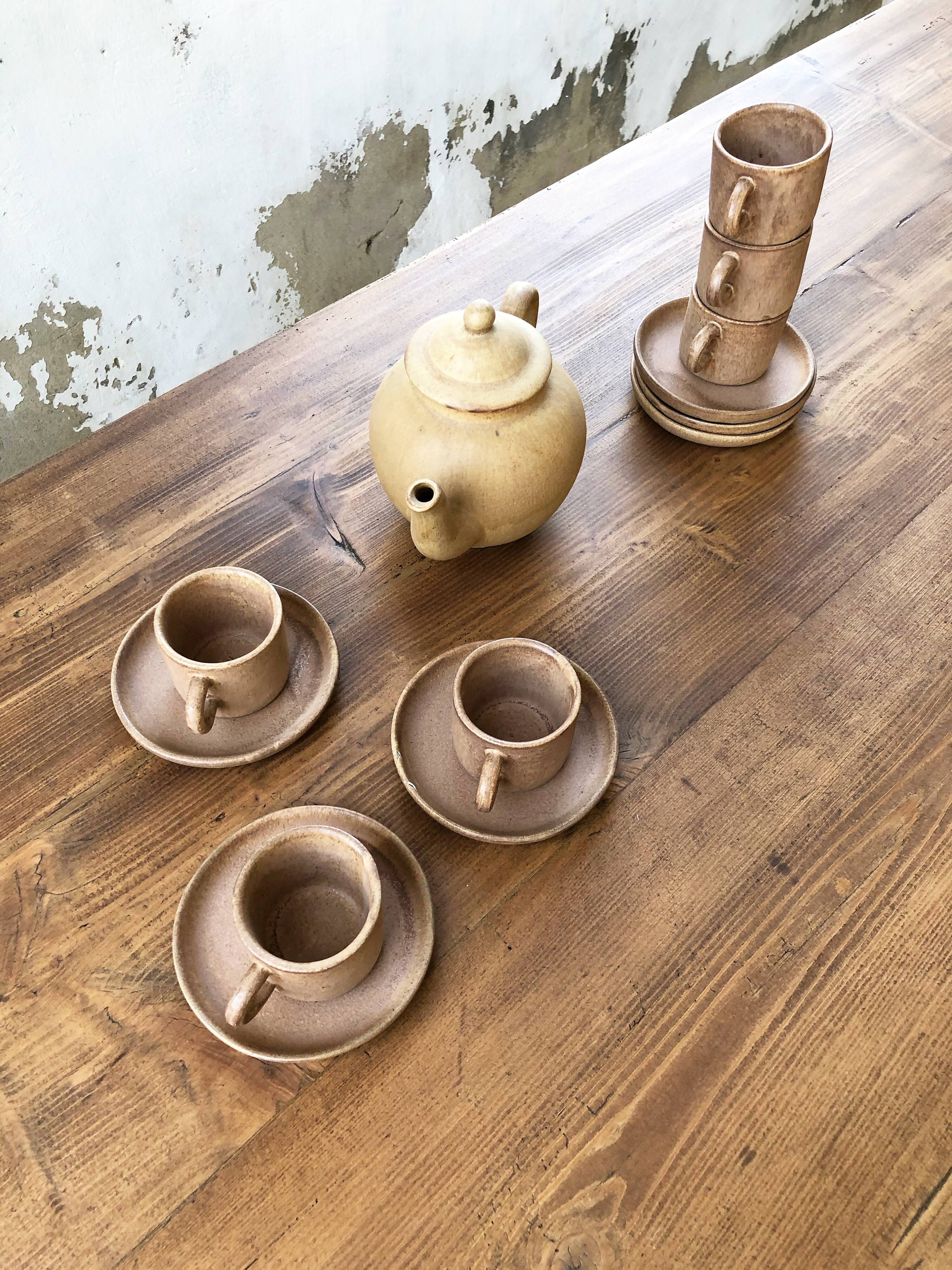 Set théière et tasses en grès