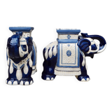 Pair of ceramic elephant side tables