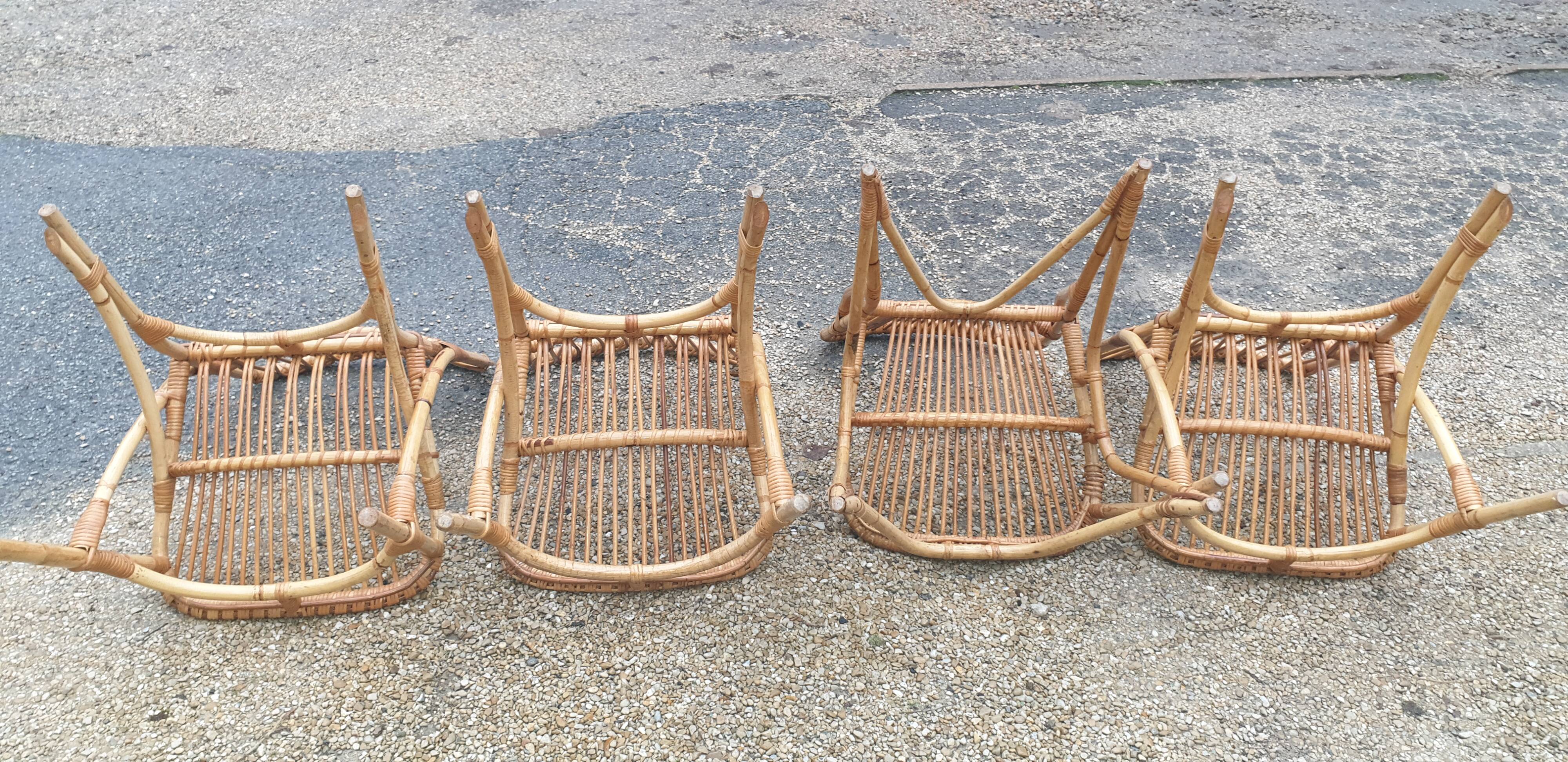 4 sixties/seventies bamboo chairs