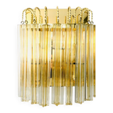 Hollywood Regency Style Glass & Brass Wall Lamp from Massive, Italy, 1980s