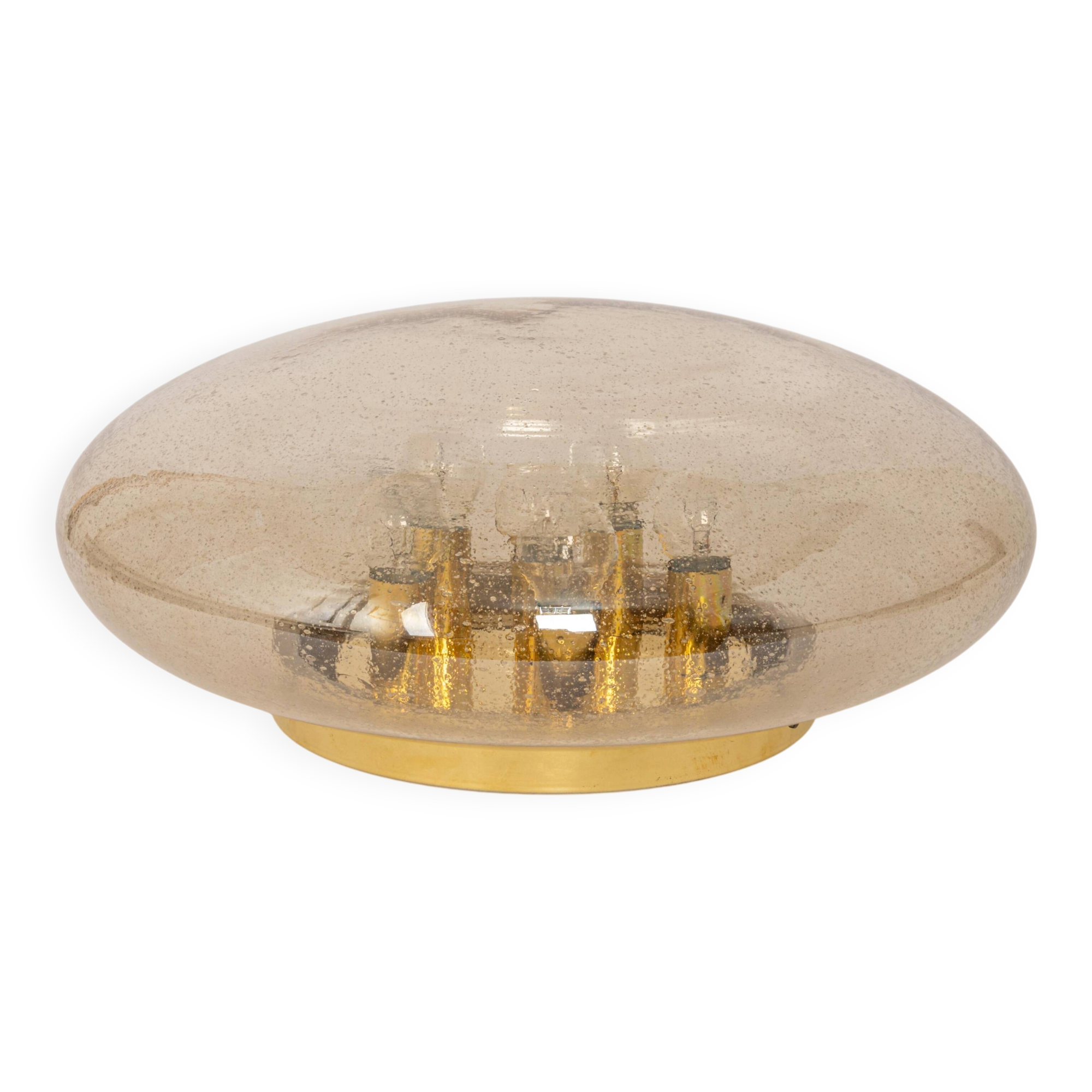 Large smoked glass ceiling light by Limburg, Germany, 1960s.