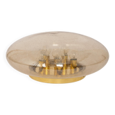 Large smoked glass ceiling light by Limburg, Germany, 1960s.