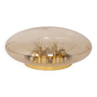 Large smoked glass ceiling light by Limburg, Germany, 1960s.