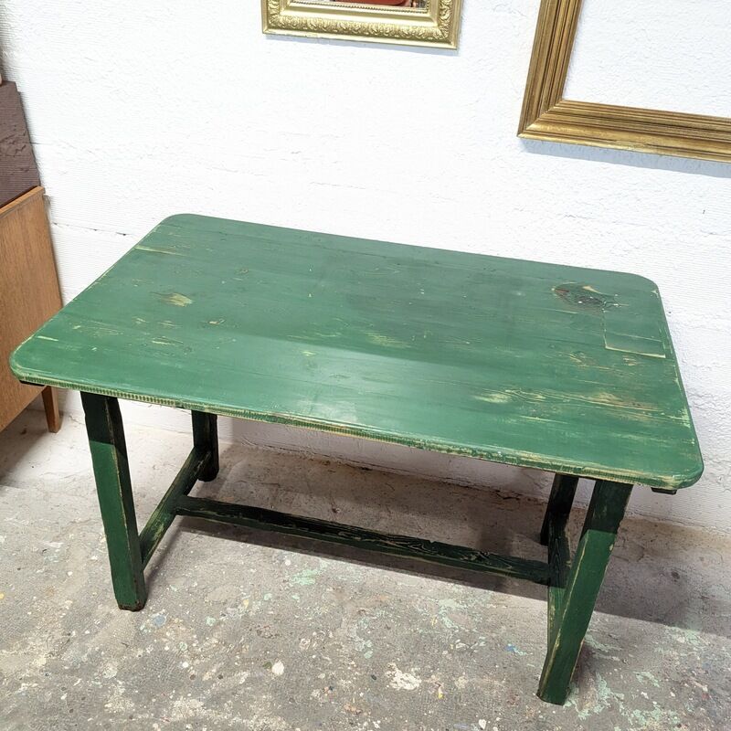 Old green farm table