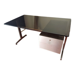 Bureau design vintage plateau verre