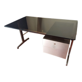 Vintage design desk glass top style etienne fermigier 1970
