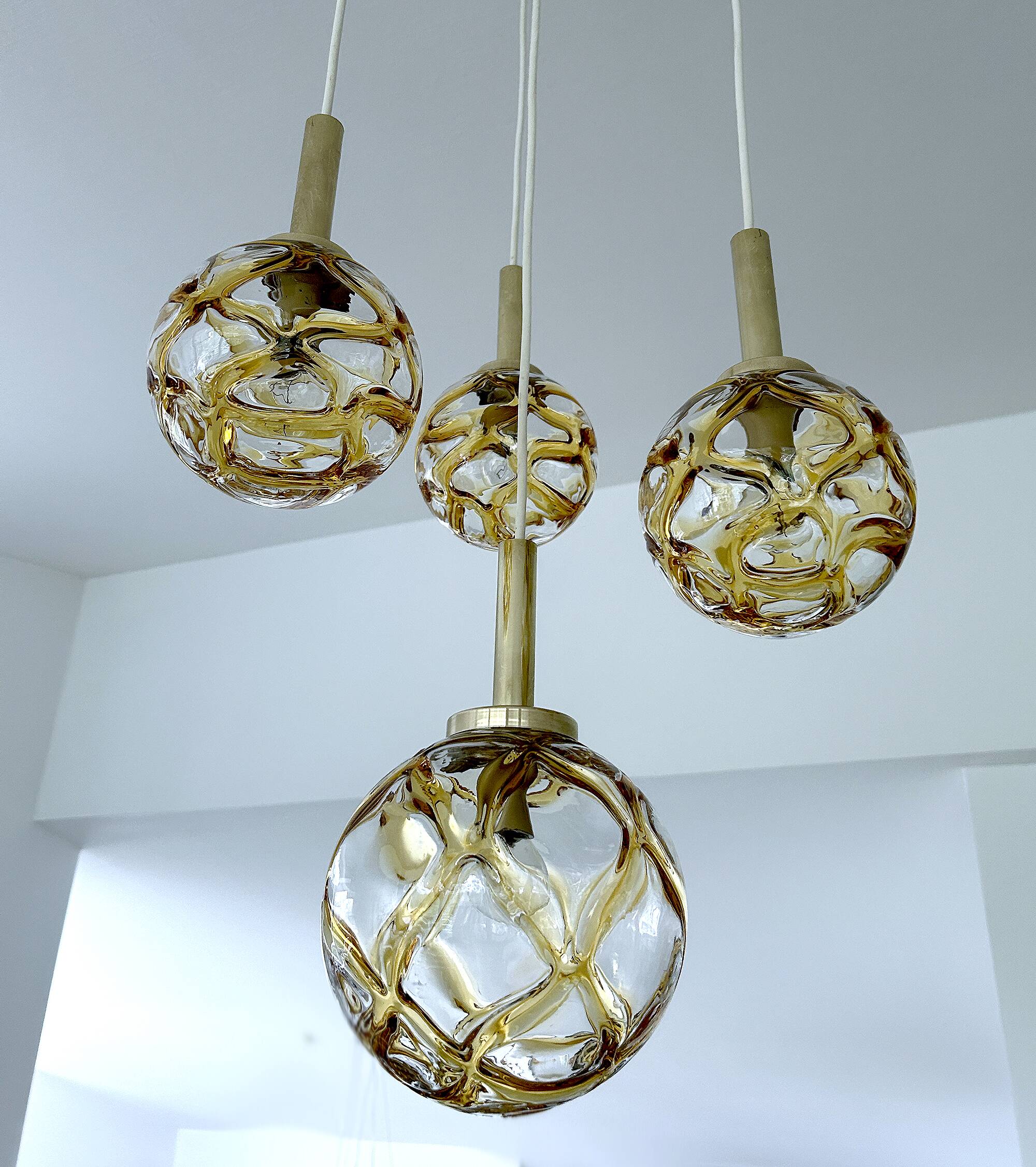 Large Mid Century  Bubble Glass Pendant Light