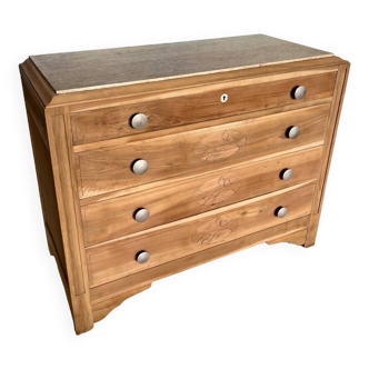 Raw art deco chest of drawers in walnut