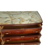 Commode en placage de palissandre avec plateau en onyx vert