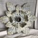 Vintage 1980 patinated metal flower wall light