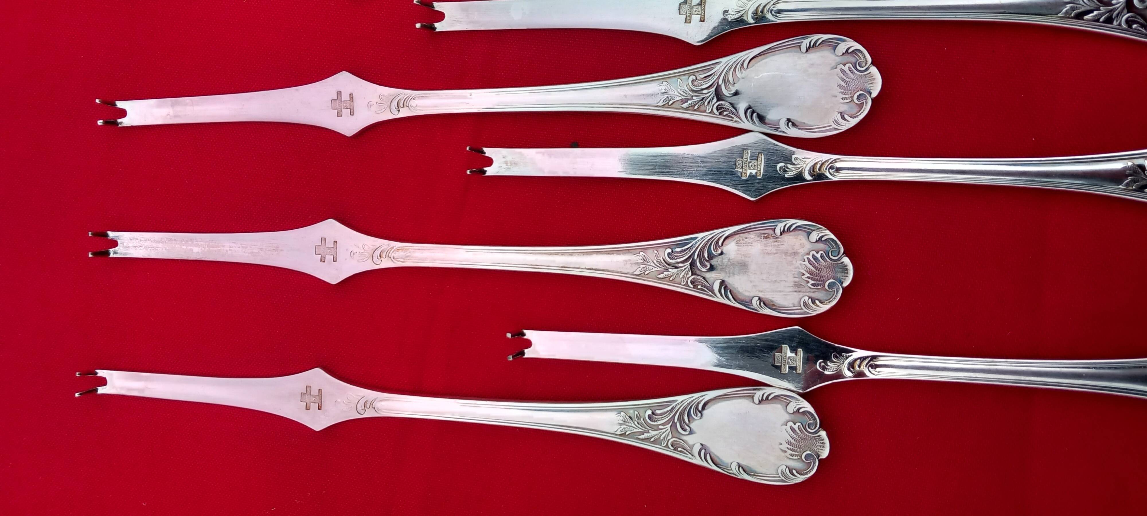 Christofle 12 lobster curettes - marly model - silver metal