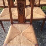 Series of 6 rococo chairs, mulched in solid walnut period 1930.