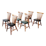 6 scandinavian wood & vinyl chairs, 1960s