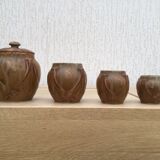 Set of four numbered Denbac spice jars