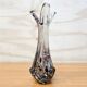 Vintage Murano glass vase, amber/white speckled finger vase