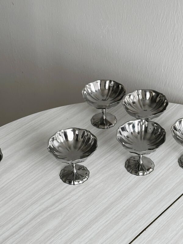 6 coupelles sur pied en inox style Letang Remy