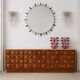 Contemporary Round Mirror with Multicolored Semiprecious Stones by L.A.stud
