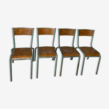 Lot de 4 chaises d'école vintage