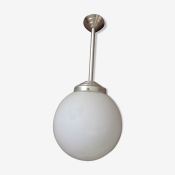 Aluminum globe glass opaline hanging lamp