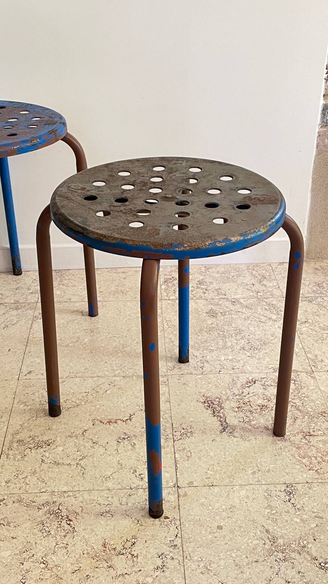 Industrial stool steel patina rusty steel vintage