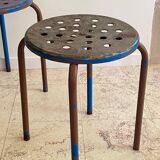 Industrial stool steel patina rusty steel vintage