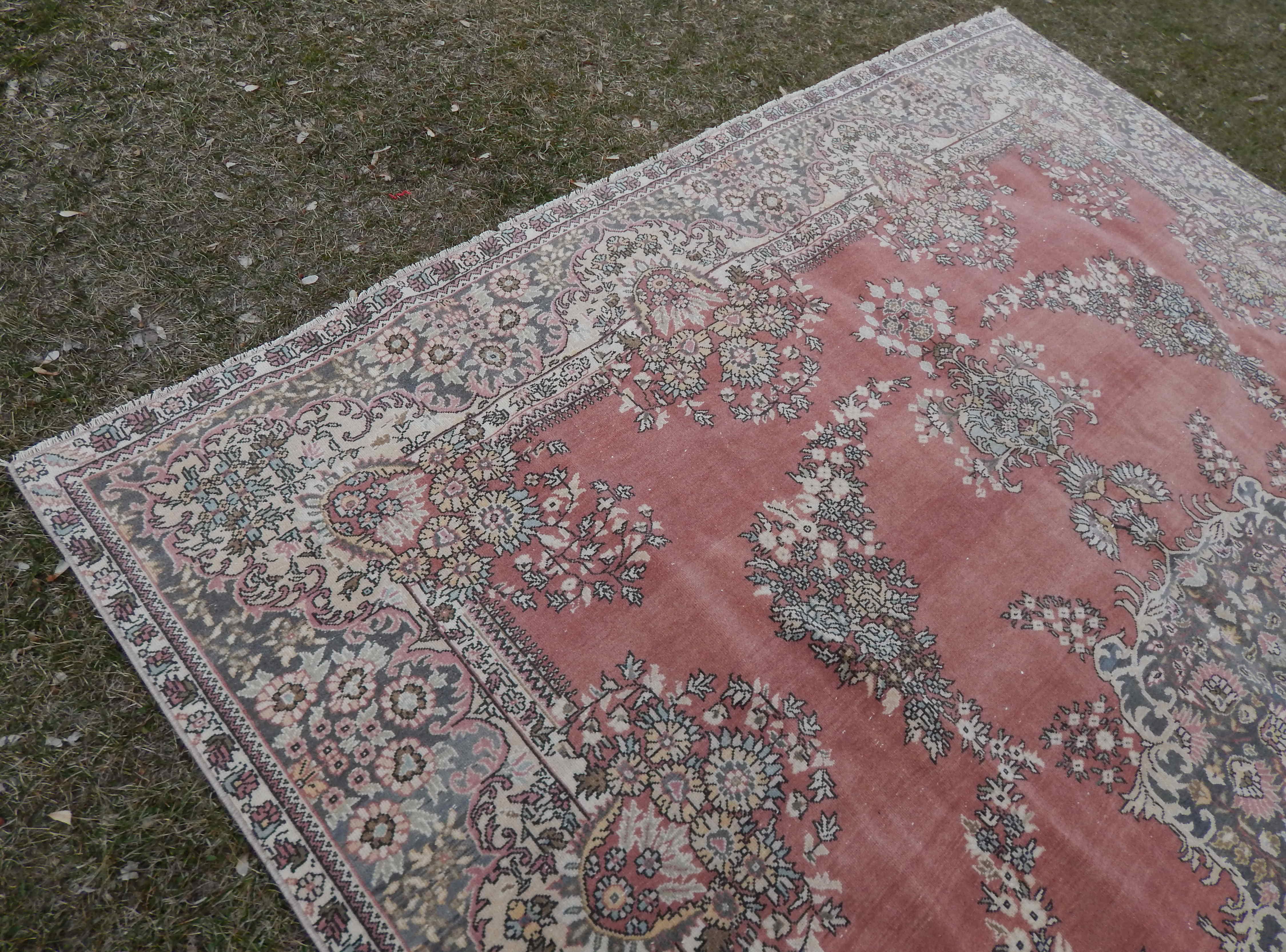 Distresssed oversize Turkish Oushak rug 245x345 cm