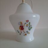 Opaline pendant lamp decorated with children's scenes 60s-70s