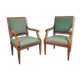 Pair of Louis XVI armchairs upholstered green velvet