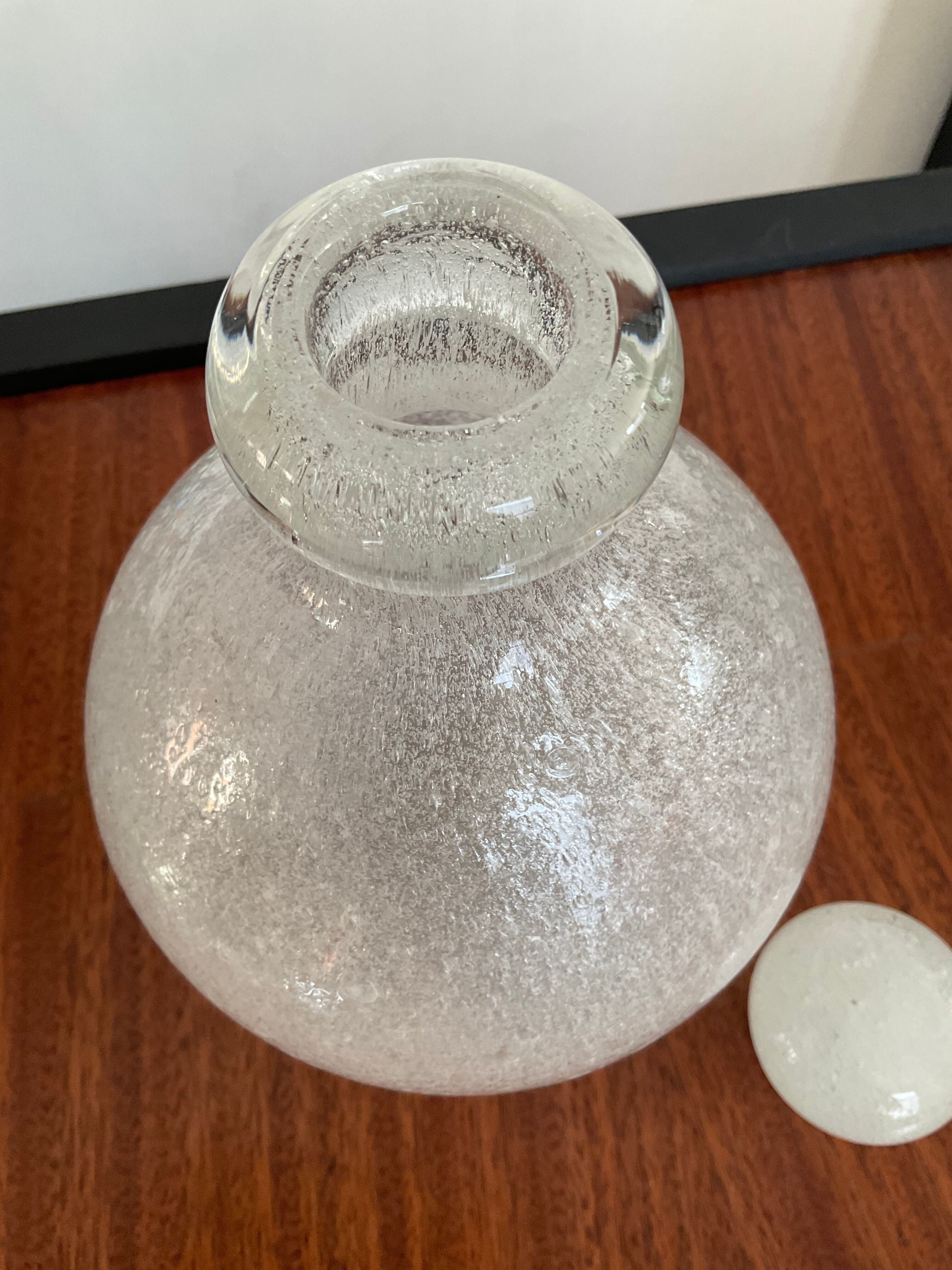 Vintage carafe blown bubble glass 70s